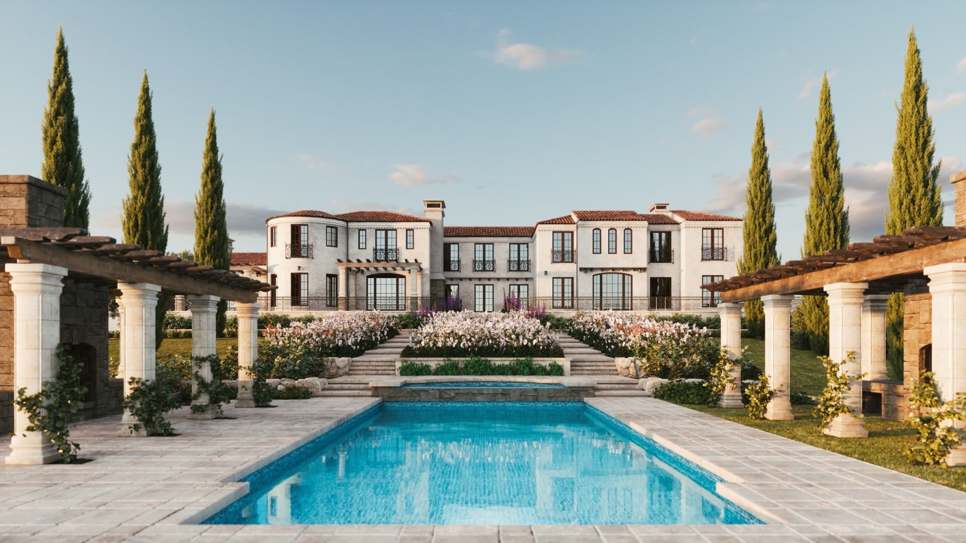 Villa de prestige avec piscine et jardin structuré